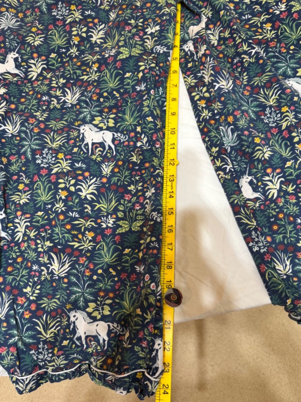Pants only - Printfresh Unicorn’s Garden Pajama 3X Navy Floral Organic Cotton - Picture 6 of 10